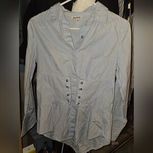 Dizzy Lizzy (NWOT) Light Blue Lace-Up Button Front Shirt